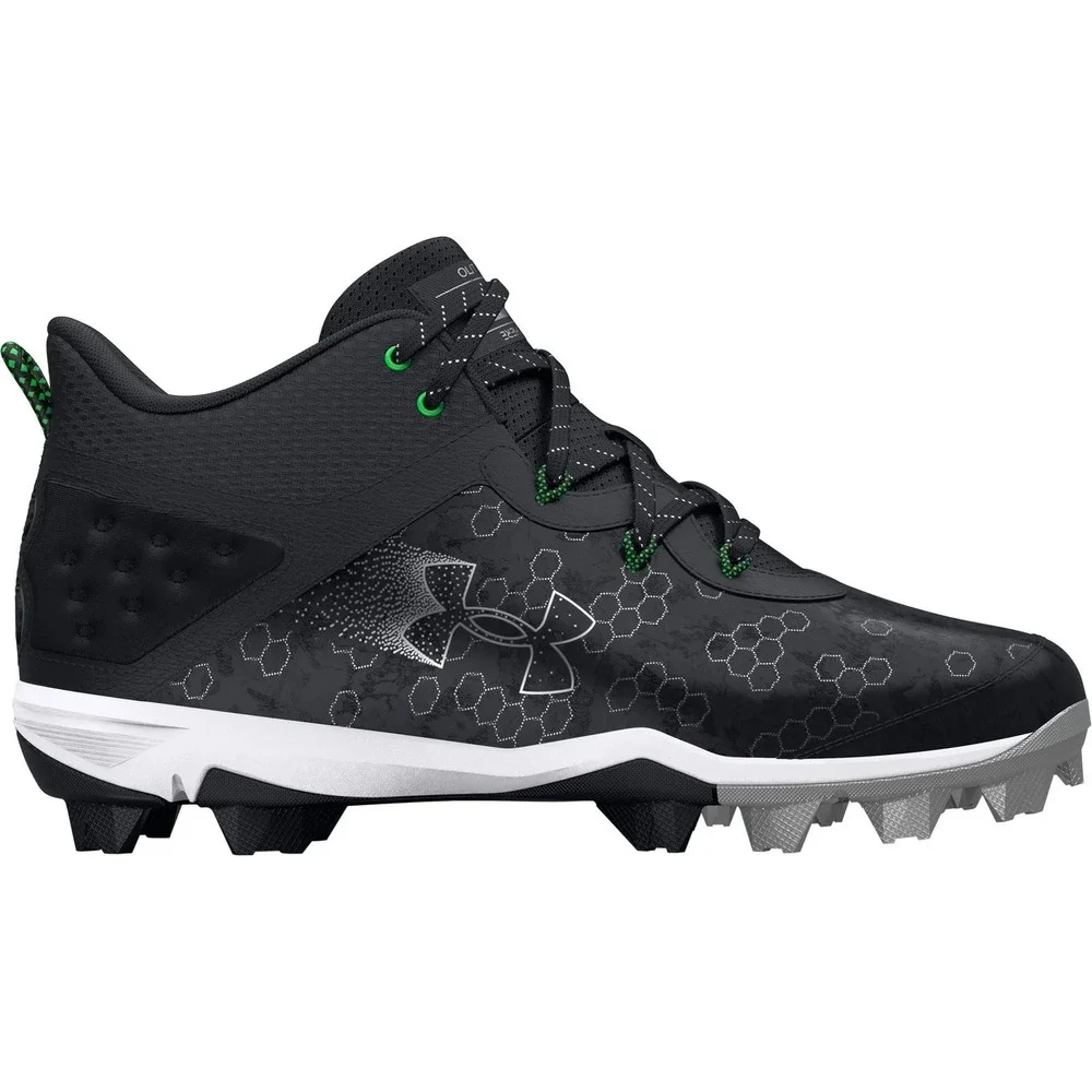 Under Armour Men's Harper 8 Mid RM Baseball Cleats - Black/Black/Silver, US 8